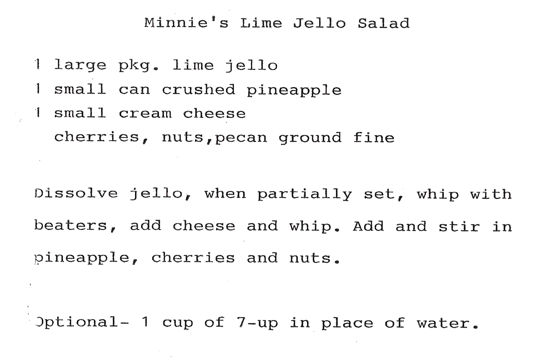 Minnies Lime Jello Salad Image